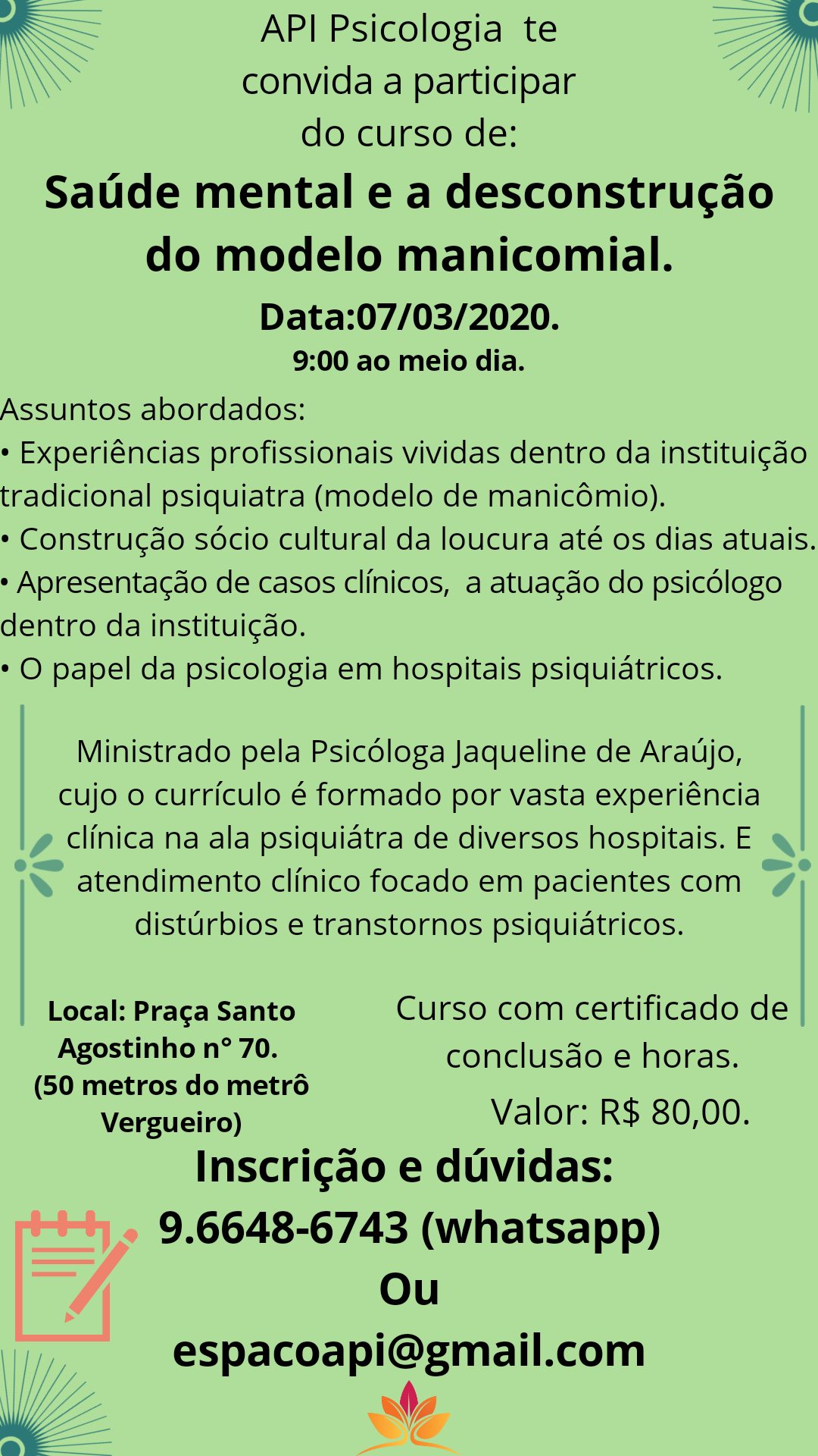 Curso sobre Saúde Mental