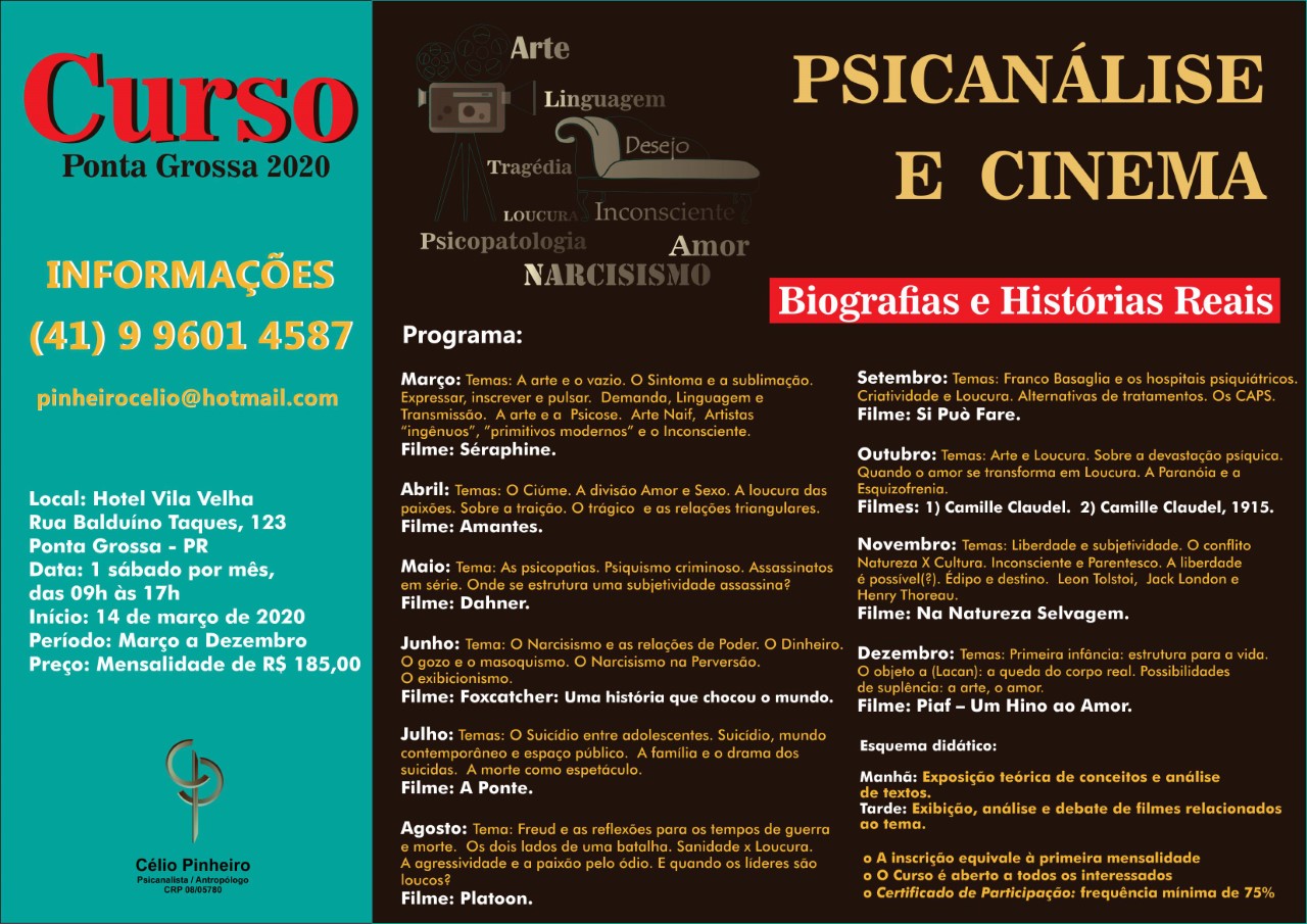 CURSO PSICANÁLISE E CINEMA - BIOGRAFIAS E HISTÓRIAS REAIS