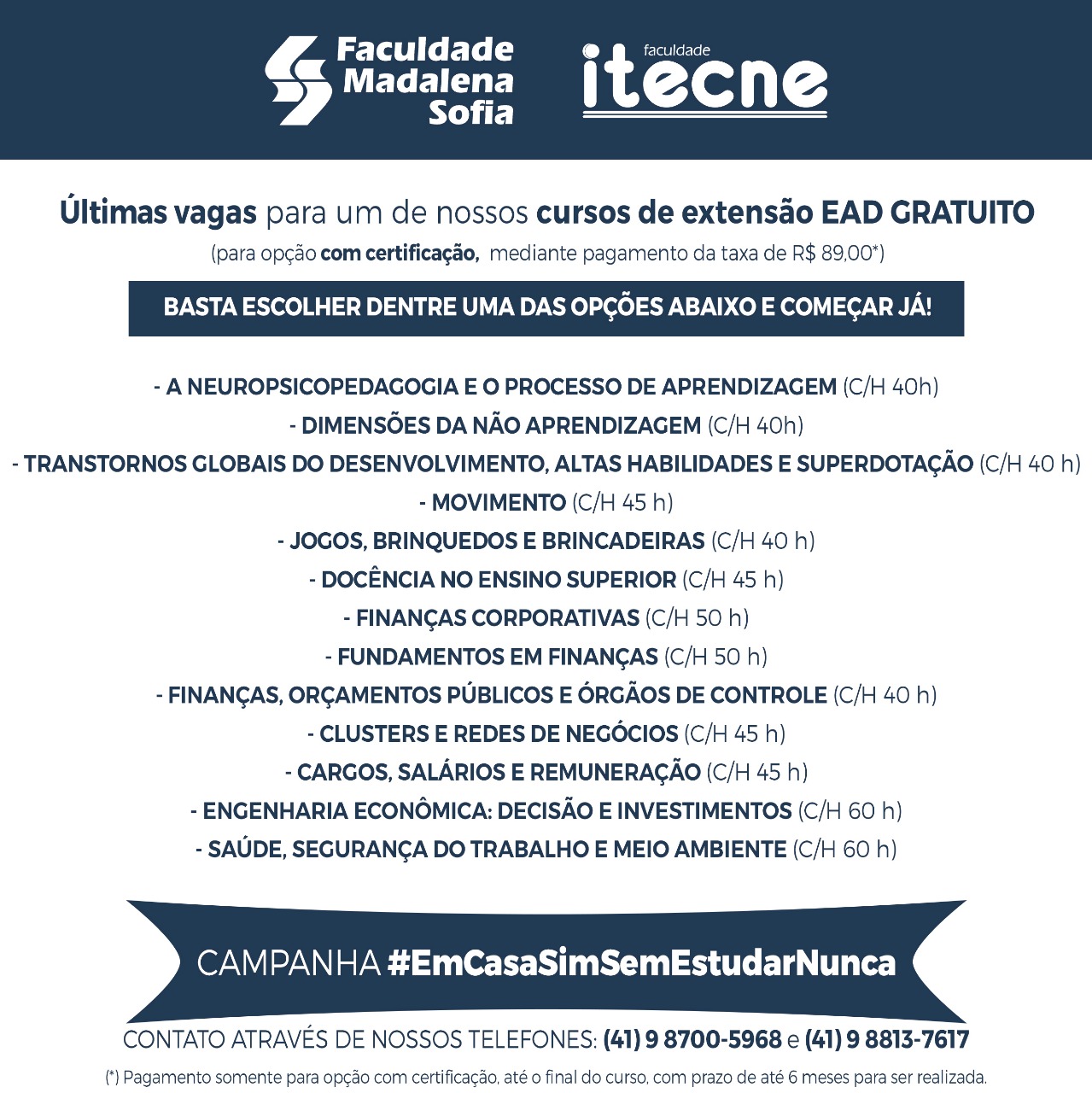 Cursos de Extensão Gratuitos a Distância