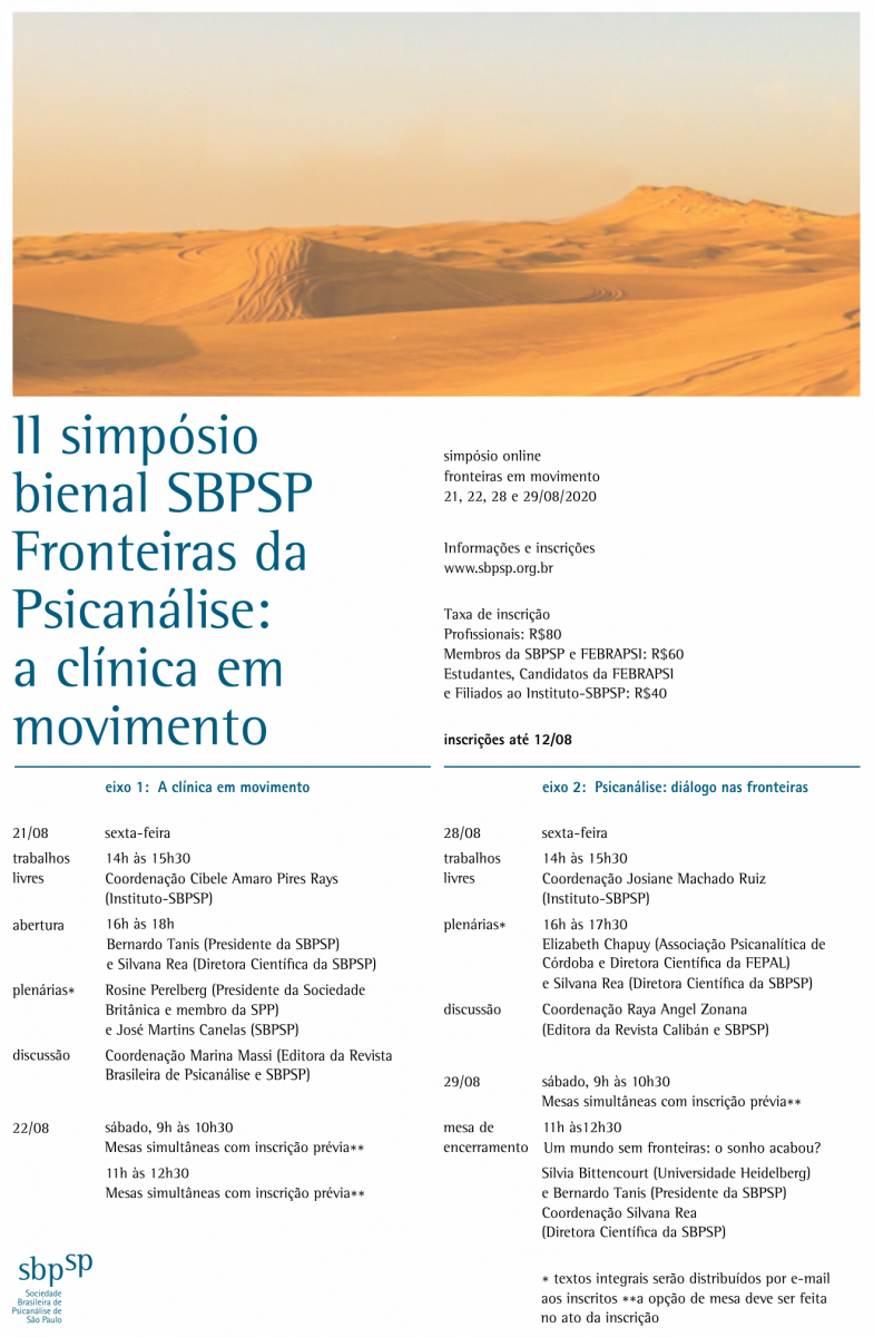 II Simpósio Bienal da SBPSP - Online DE 21 a 28 de Agosto