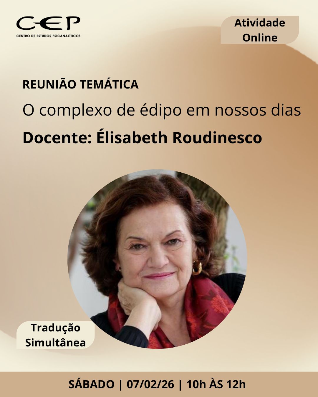 Reuni&atilde;o Tem&aacute;tica com Elisabeth Roudinesco
