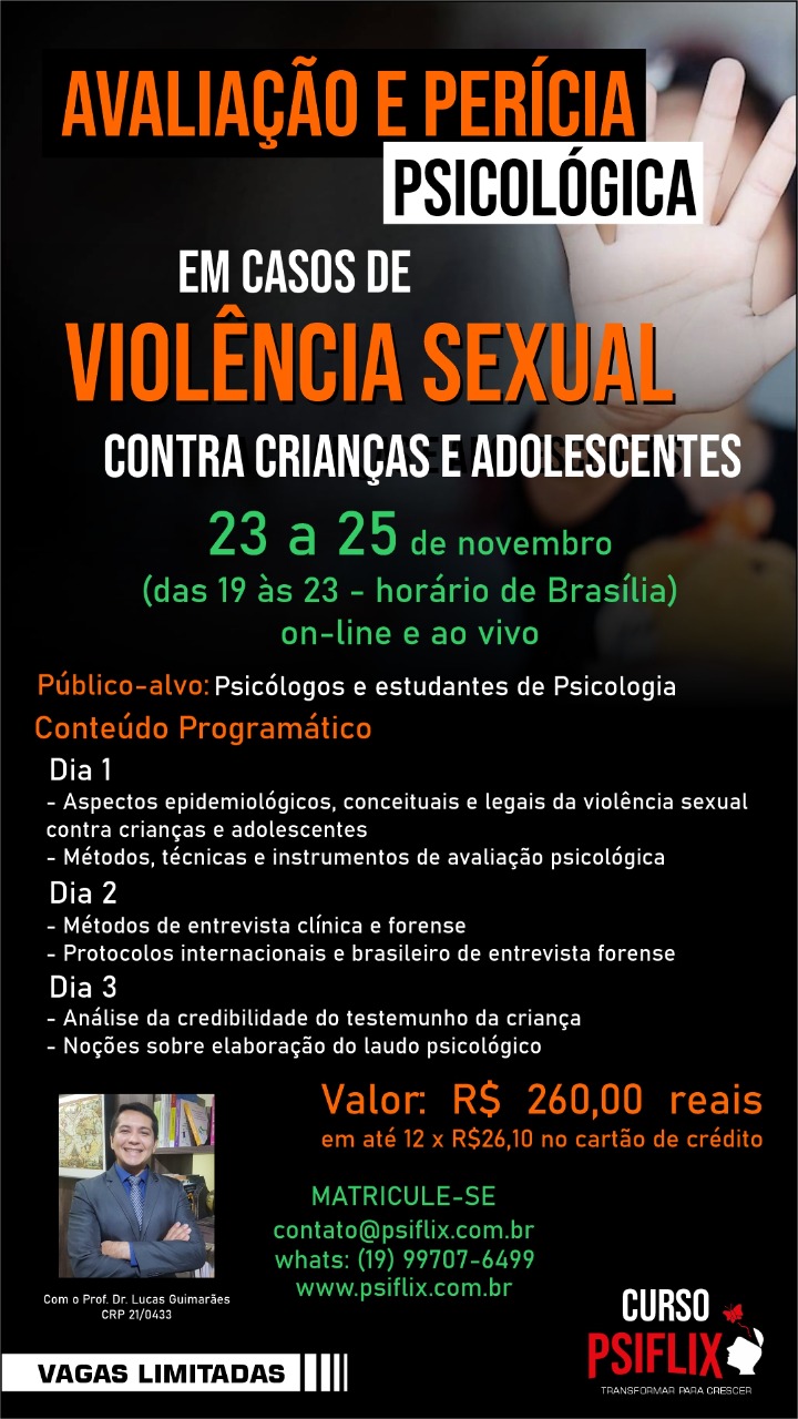 Curso Avaliação e Perícia Psicológica em casos de Violência Sexual contra Crianças e Adolescentes