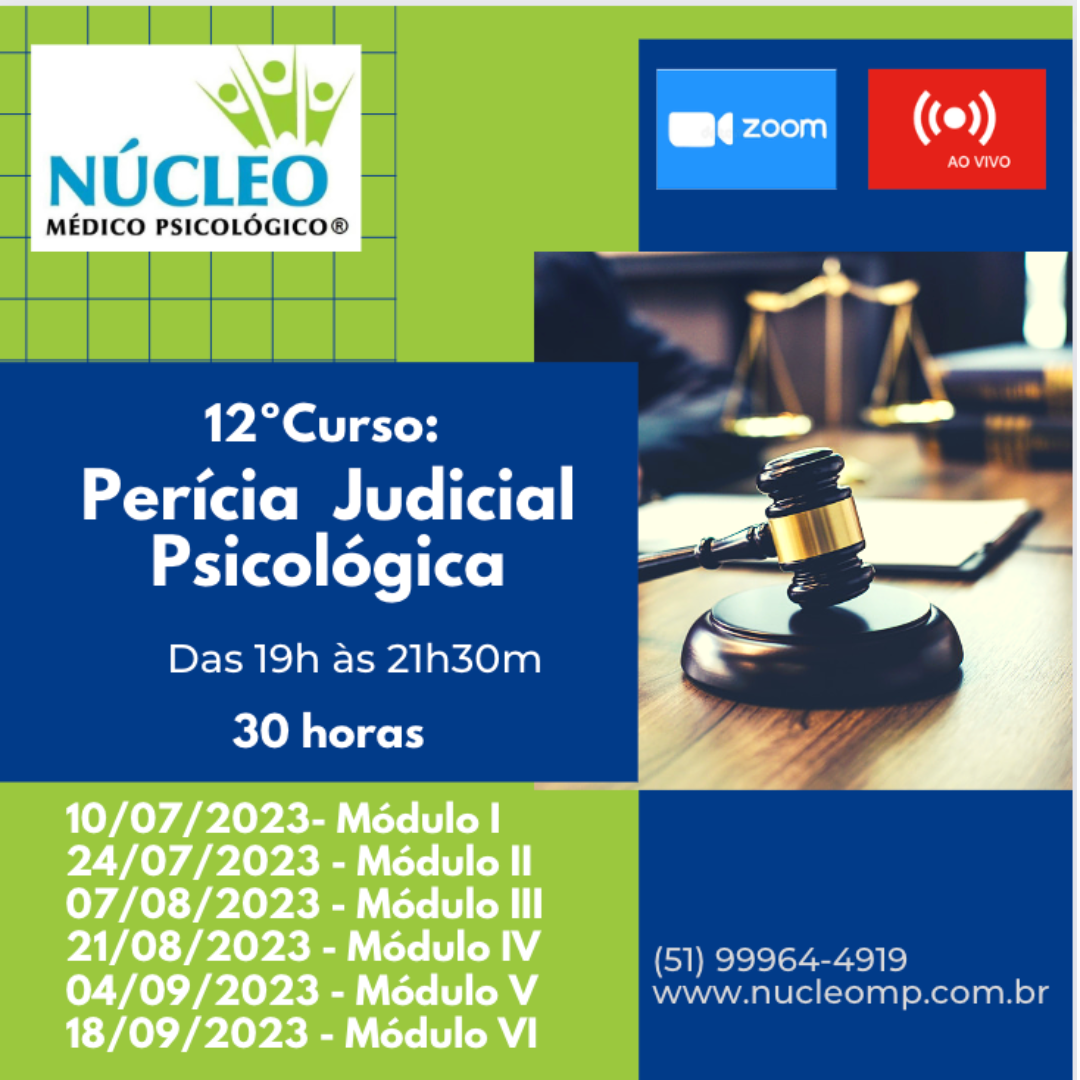 12º Curso: Perícia Judicial Psicológica- (AO VIVO PELO ZOOM)