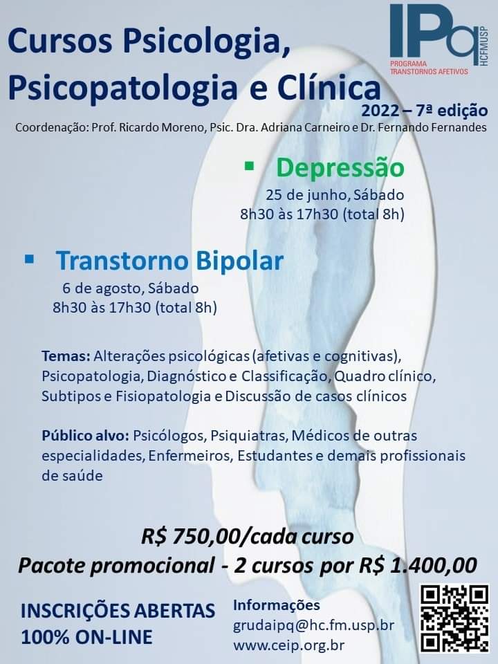 Cursos Psicologia, Psicopatologia e Clínica do IPq. Depressão e Transtorno Bipolar