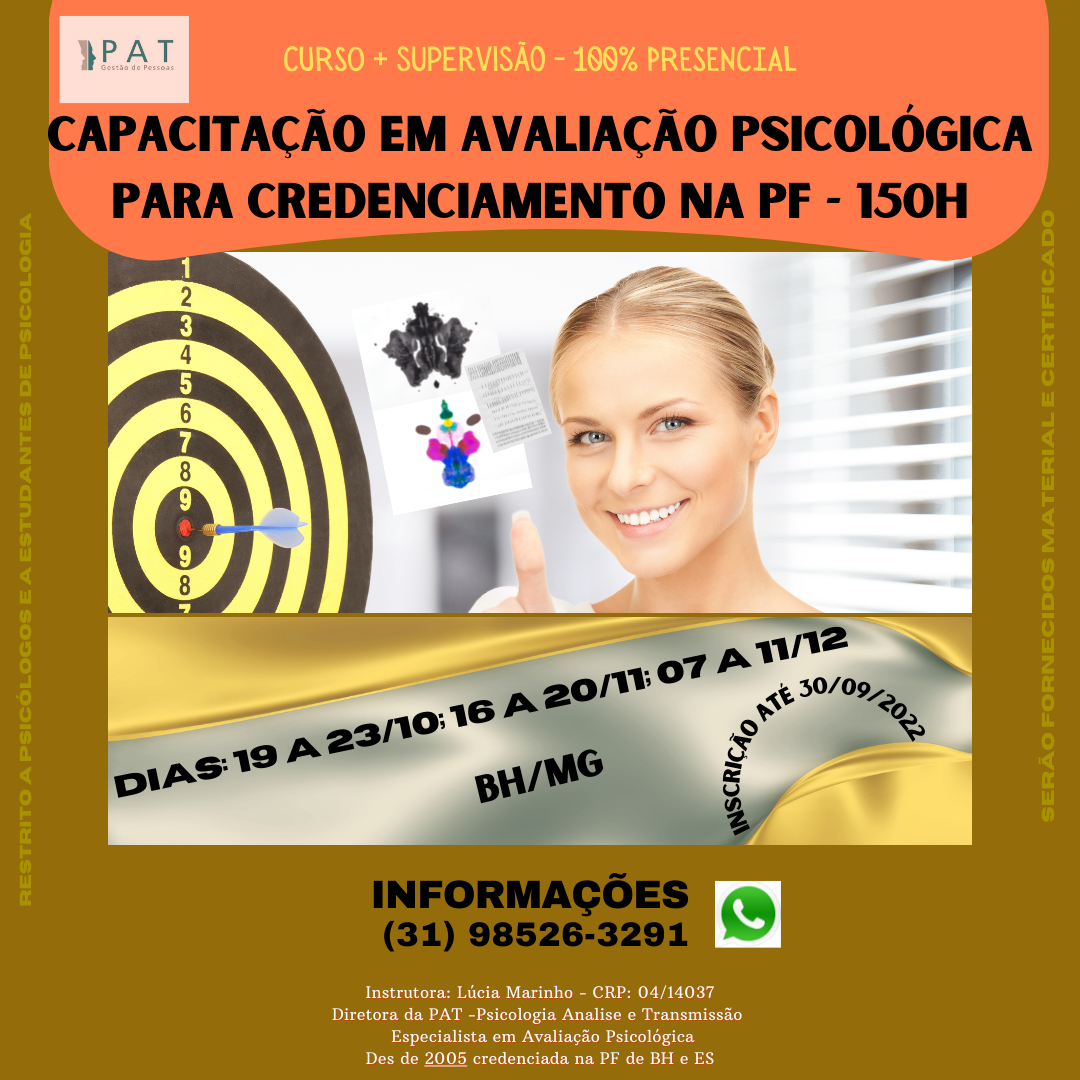 CURSO: AVALIAÇÃO PSICOLÓGICA PARA A POSSE E PORTE DE ARMA DE FOGO