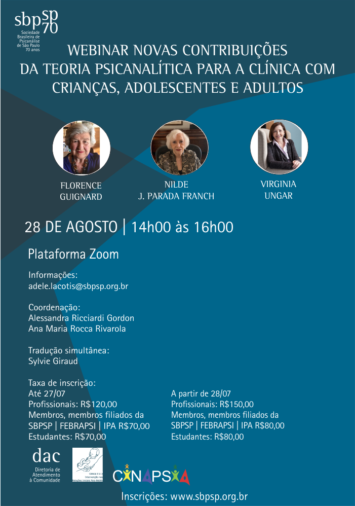 Webinar Novas Contribuições da Teoria Psicanalítica para a Clínica com Crianças, Adolescentes e Adultos
