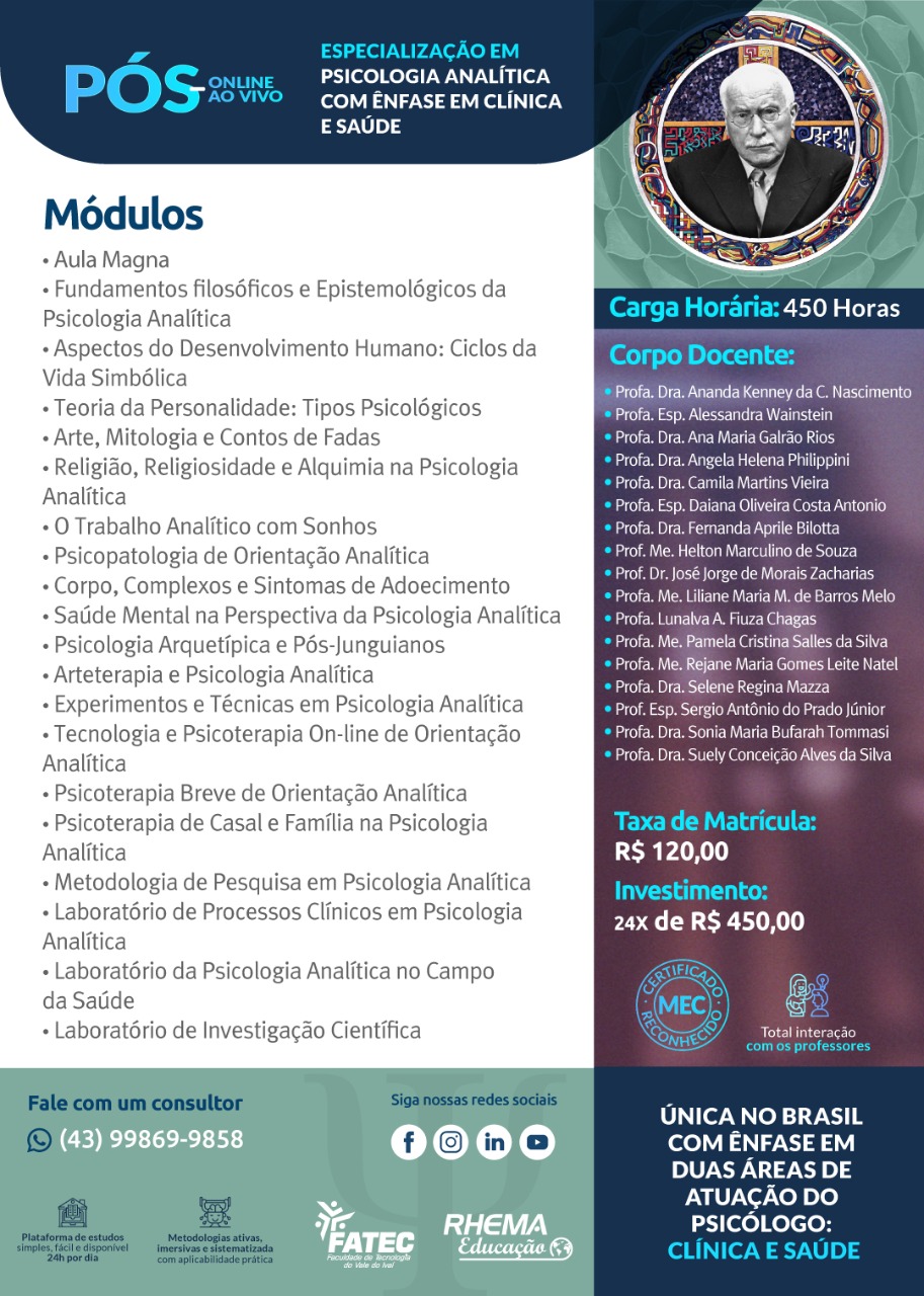 Pós-graduação em Psicologia Analítica com Ênfase em Clínica e Saúde