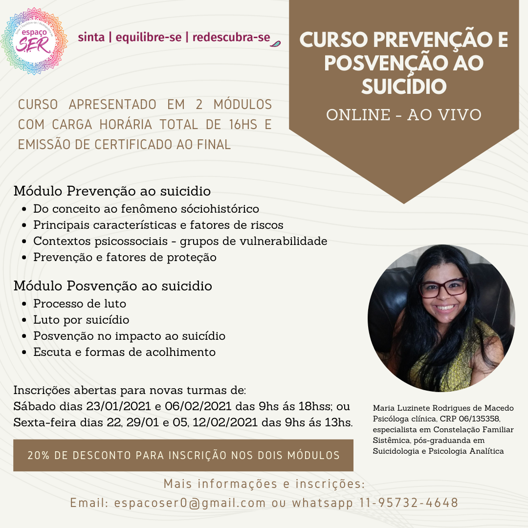 CURSO PREVENÇÃO E POSVENÇÃO AO SUICÍDIO