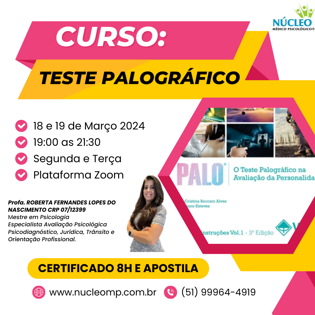 72º Curso: Teste Palográfico na Avaliação da Personalidade - Transmissão ao  Vivo