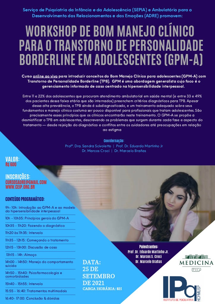 Workshop de Bom Manejo Clínico para Pacientes com Transtornos de Personalidade Borderline na Adolescência