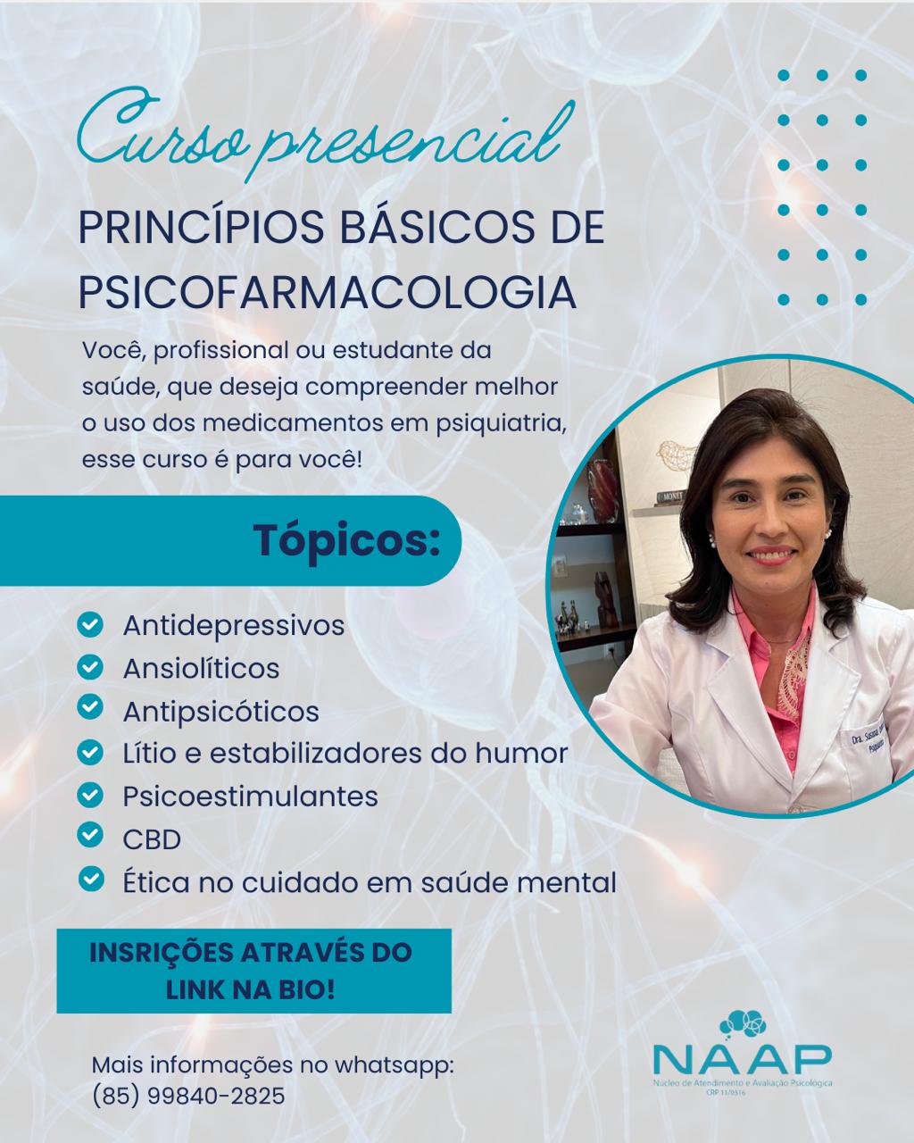 Curso Princ&iacute;pios B&aacute;sicos de Psicofarmacologia (Aplicada &agrave; Sa&uacute;de)