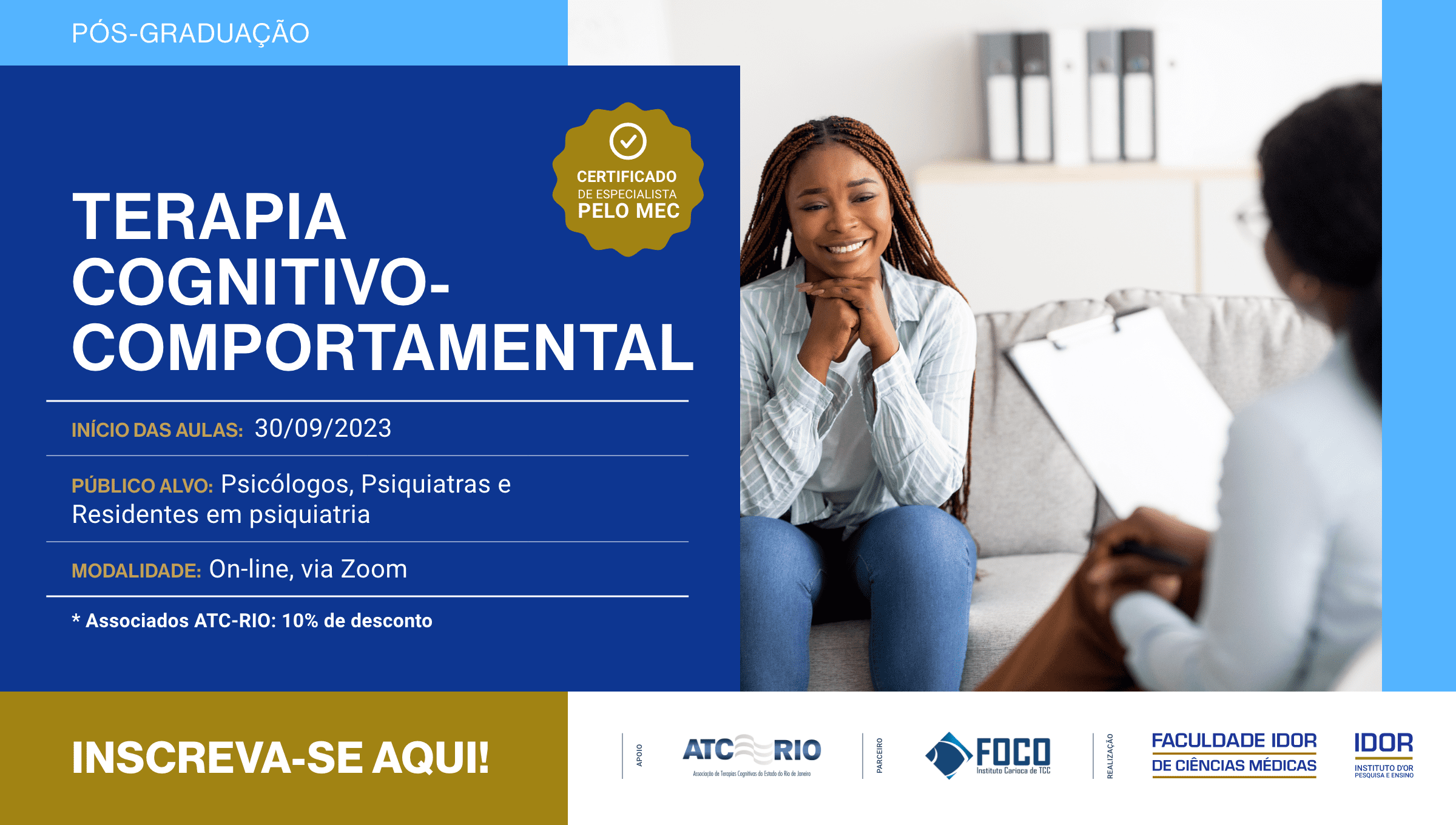 Pós-Graduação de Terapia Cognitivo-Comportamental