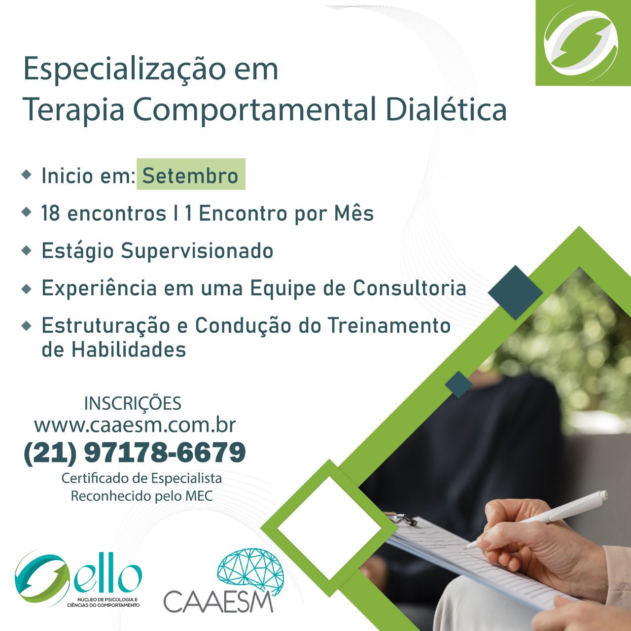 PÓS GRADUAÇÃO EM TERAPIA COMPORTAMENTAL DIALÉTICA