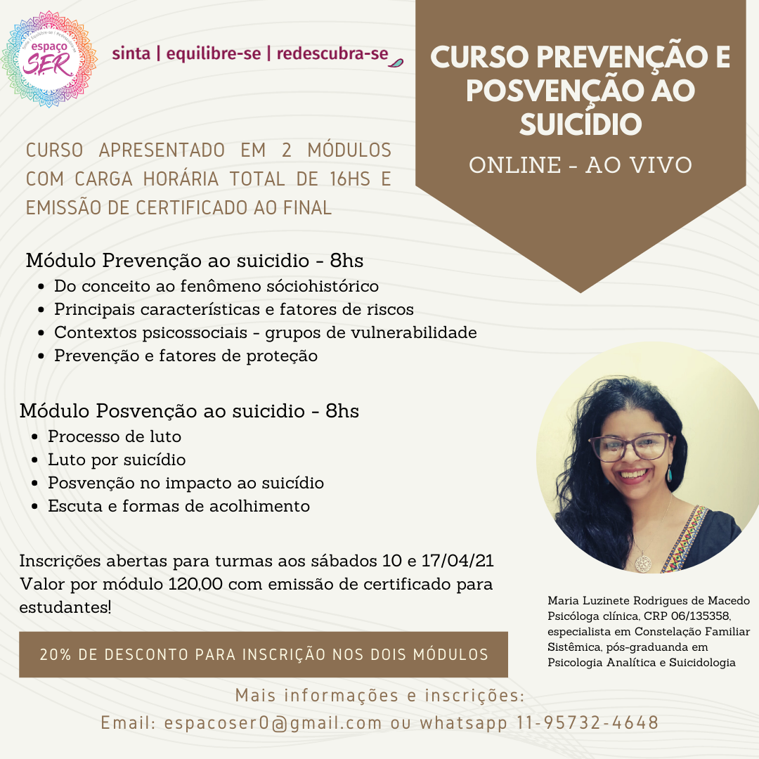 CURSO PREVENÇÃO E POSVENÇÃO AO SUICÍDIO