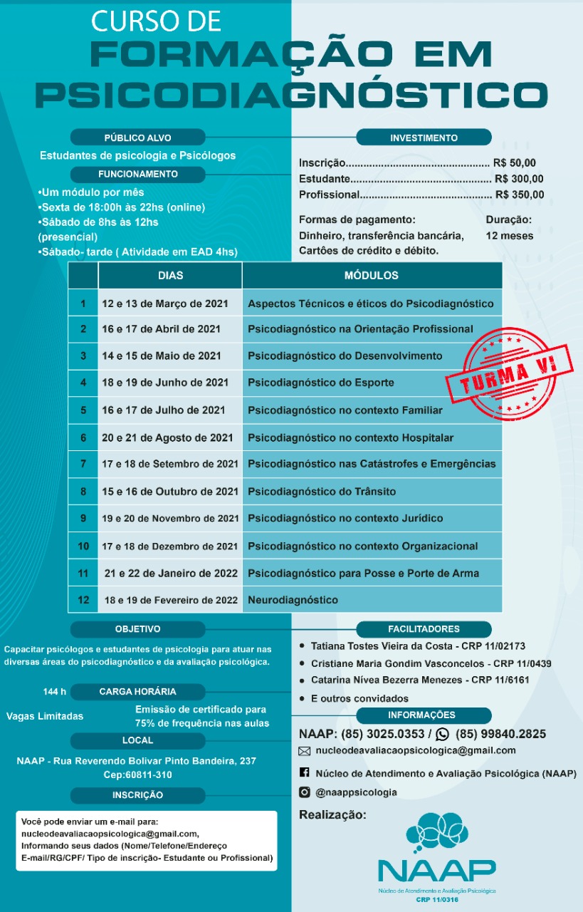 CURSO- FORMAÇAO EM PSICODIAGNÓSTICO