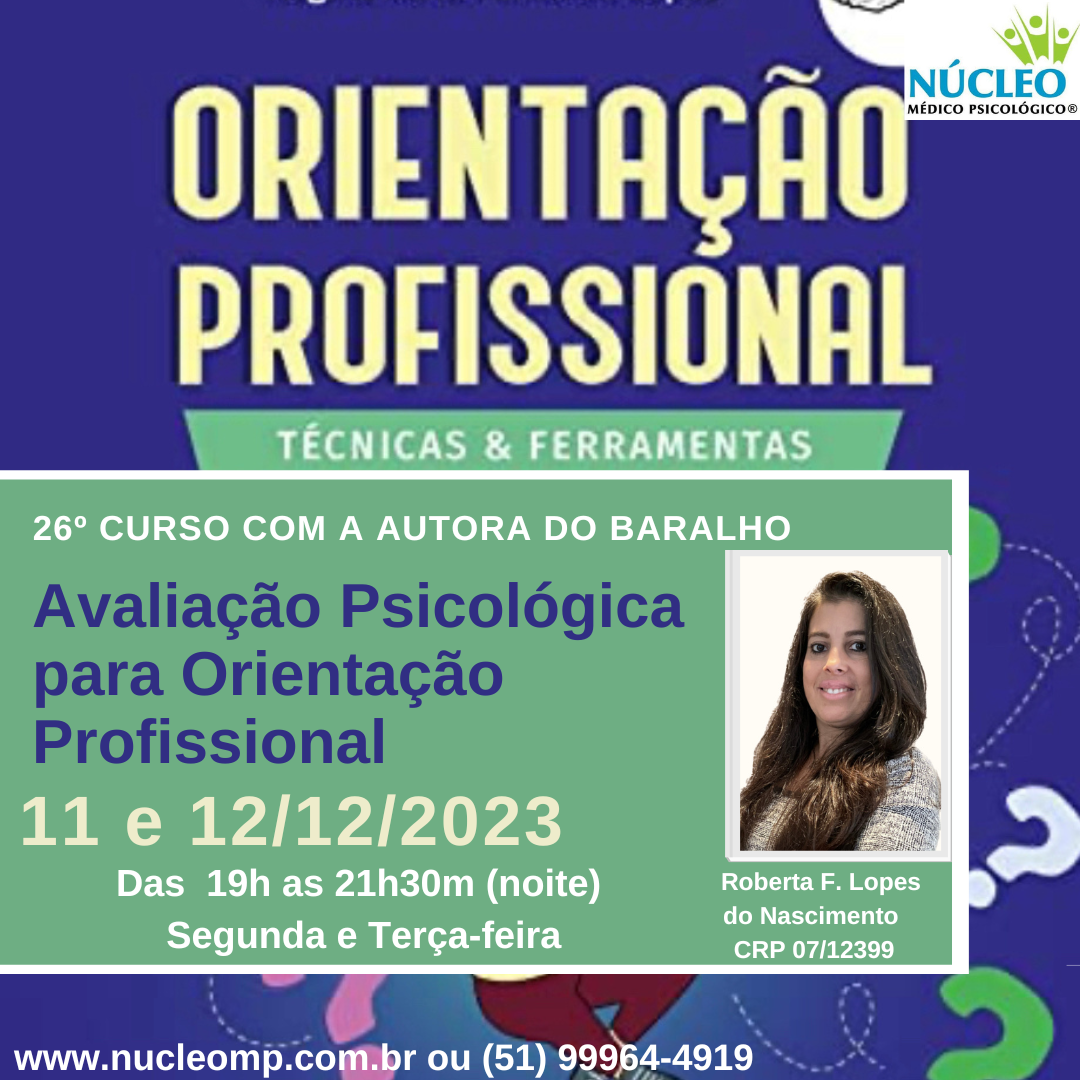 26º Curso: Avaliação Psicológica Orientação Profissional (vocacional) - Transmissão ao vivo