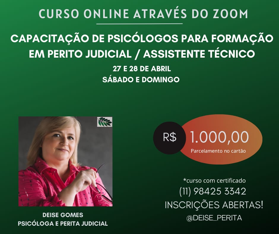 Capacitação e Qualificação de Psicólogos e estudantes de Psicologia (último ano) para atuar como Perito Judicial
