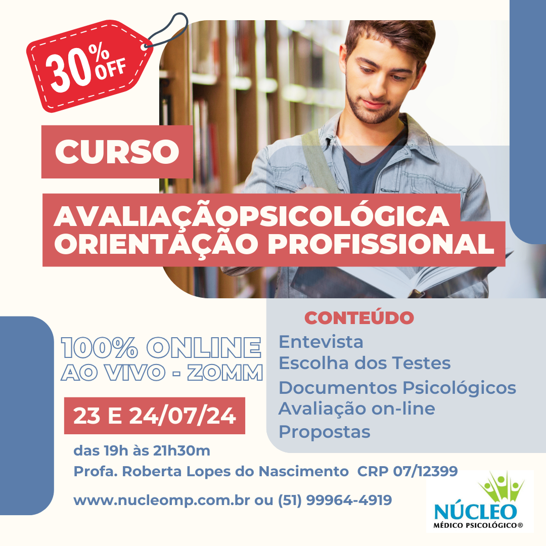 29º Curso: Avaliação Psicológica Orientação Profissional (vocacional)