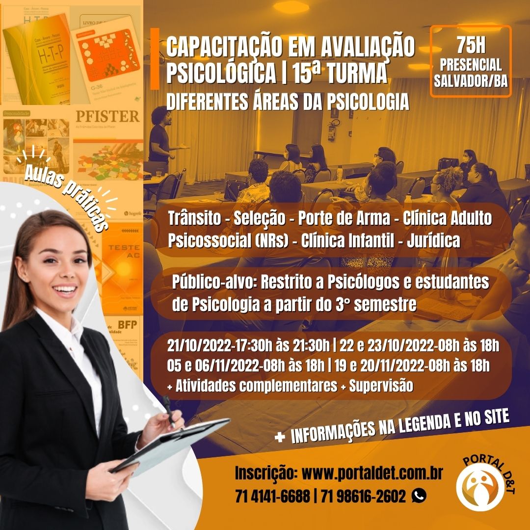Capacitação em Avaliação Psicológica - Diferentes áreas da Psicologia | 15ª Turma